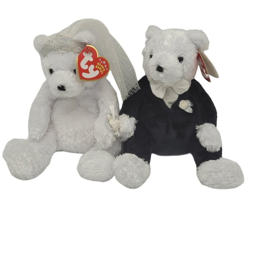 2002 Ty Beanie Baby Bride & Groom Stuffed Animals